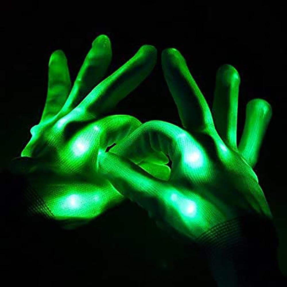 Yahunosu 1 Pair Led Gloves Light-up Party LED Party Multicolor Gloves for Halloween Dance Kids