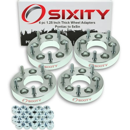 Sixity Auto 4 pc 5x4.5" to 5x5" Wheel Spacers Adapters 1.25" compatible with Pontiac Vibe Thick Studs