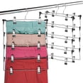 thumbnail image 2 of Space Saving 5 Tier Metal Skirt Hanger with Clips (3 Pack) Hang 5-on-1, Gain 70% More Space, Rubber Coated Hanger Clips, 360 Swivel Hook, Adjustable Clips Pants Hanger, Hang Slack,Trouser,Jeans,Towels, 2 of 3