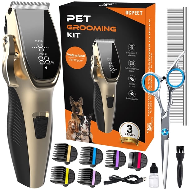 Kit de peluquería canina OCPEET de bajo ruido, inalámbrico, 4 en 1, cortapelos