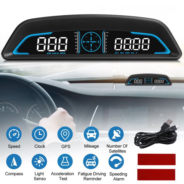 iMountek Digital GPS Speedometer Universal Up Display with Acceleration Time Compass Altitude Driving Distance Over Alarm for All Vehicle Walmart.com
