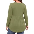 thumbnail image 4 of WellSize Plus Size Blouses for Women V Neck Curved Hems Tunic Tops Casual Long Sleeve Botton Fall Shirts, 4 of 7