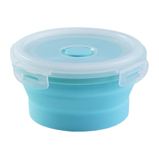 Contenedor de almuerzo de silicona de grado alimenticio, recipiente plegable para refrigerador XL 1200ML azul