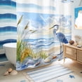 thumbnail image 5 of No Hook Shower Curtain, Coastal Birds Shower Curtains for Bathroom with See Through Top Window, Blue Sky Heron Seabird Tropical Beach Waterproof & Washable Bath Curtain 66"x72", 5 of 9