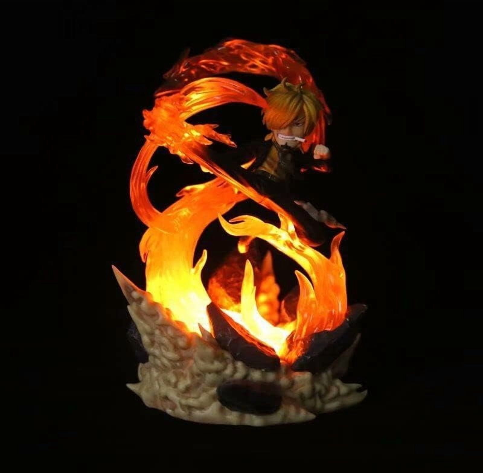 SD Figures, 22CM/8.7nch Glowing Sanji Anime Figure Statue Battle Sanji PVC Statue Figurine Anime Characters Sculpture Desktop Collections for Fans Gift