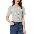 thumbnail image 4 of Allegra K Women's Sweet Heart Polka Dots Blouse Short Sleeve Casual Button Down Shirts, 4 of 6