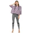 thumbnail image 7 of Women’s Crop Top Hoodie Sweatshirt Oversized Casual 3/4 Sleeve One Size Pink Cheetah, 7 of 7