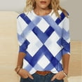 thumbnail image 2 of ZQGJB Plus Size Womens Tunic Blouse Vintage Color Block Print Summer 3/4 Sleeve Round Neck Graphic T-Shirts Ethnic Style Oversized Comfy Pullover Tops Multicolor#09 XXXXL, 2 of 5