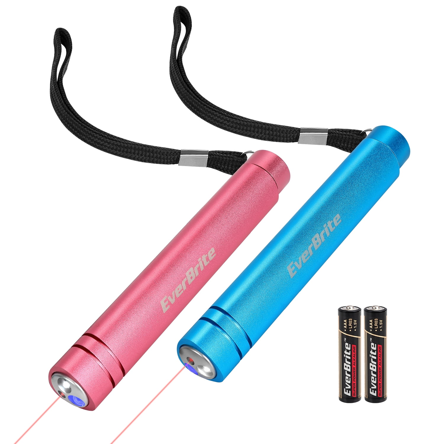 Everbrite 2-Pack Cat Laser Pointer, 3 in 1 Multi-Function Pet Laser, Led Flashlight and UV Black Light, 2AAA Batteries Included