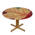 thumbnail image 3 of BANET Fall Leaf Round Tablecloth Autumn Harvest Maple Leaves Tablecloth Thanksgiving Table Cloth Farmhouse Rustic Polyester Table Cover for Dining Room Party Indoor Outdoor Decor 31"-35, 3 of 8