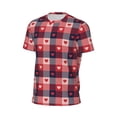 thumbnail image 6 of Wukai Heart Plaid Print Men's Short-Sleeved Mesh T-Shirt,Quick-Dry Short Sleeve Workout T-Shirt-4X-Large, 6 of 8
