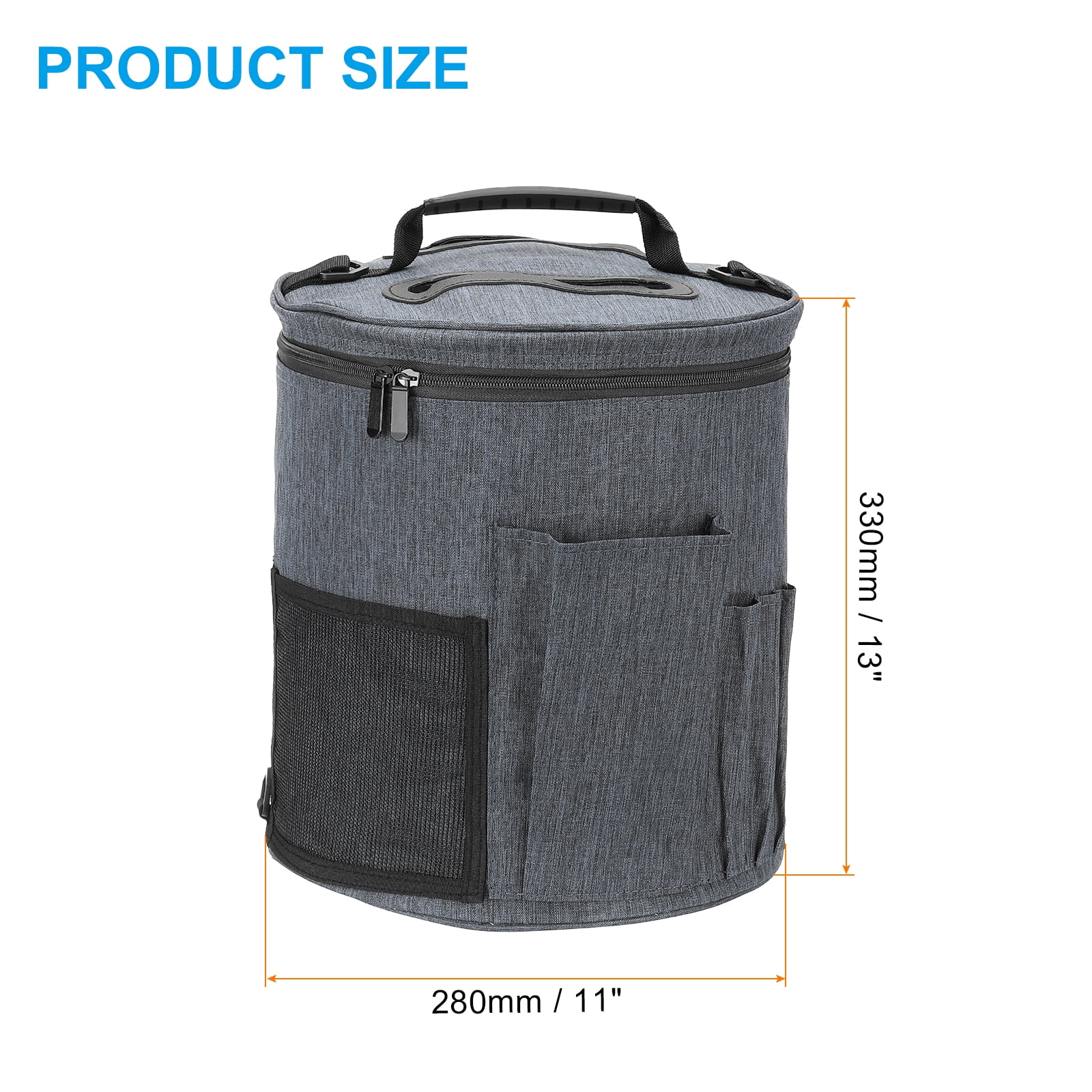 Uxcell Knitting Bag for Yarn Storage, Large Size Crochet Organizer Case Holder with Sided Pocket for Crocheting Gray