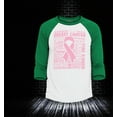 thumbnail image 2 of Shop4Ever Men's Breast Cancer Awareness Pink Ribbon Word Cloud Raglan Baseball Shirt X-Small White/Blue, 2 of 4