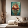 thumbnail image 5 of “Ornate Lotus with Gold Filigree on Teal Wood” Bohemian Canvas Wall Art Ready to Hang for Living Room and Bedroom, 5 of 8