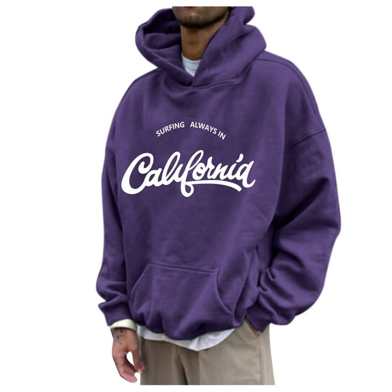 Purple Cool Hoodies Polyester Oversized Sweatshirt Zip Up Hoodie Mens Autumn And Winter Loose Plus Size Hooded Pullover Sweater