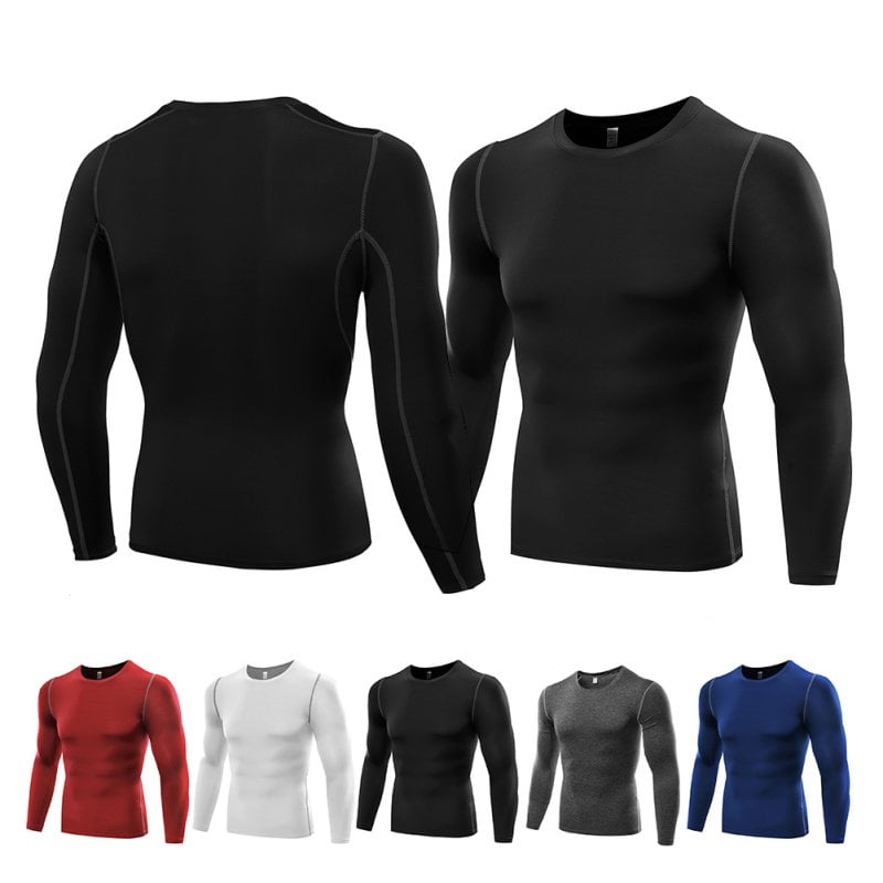 Mens Compression Long Sleeve Shirt Under Skin Base Layer Tight Tops Gym T Shirt by