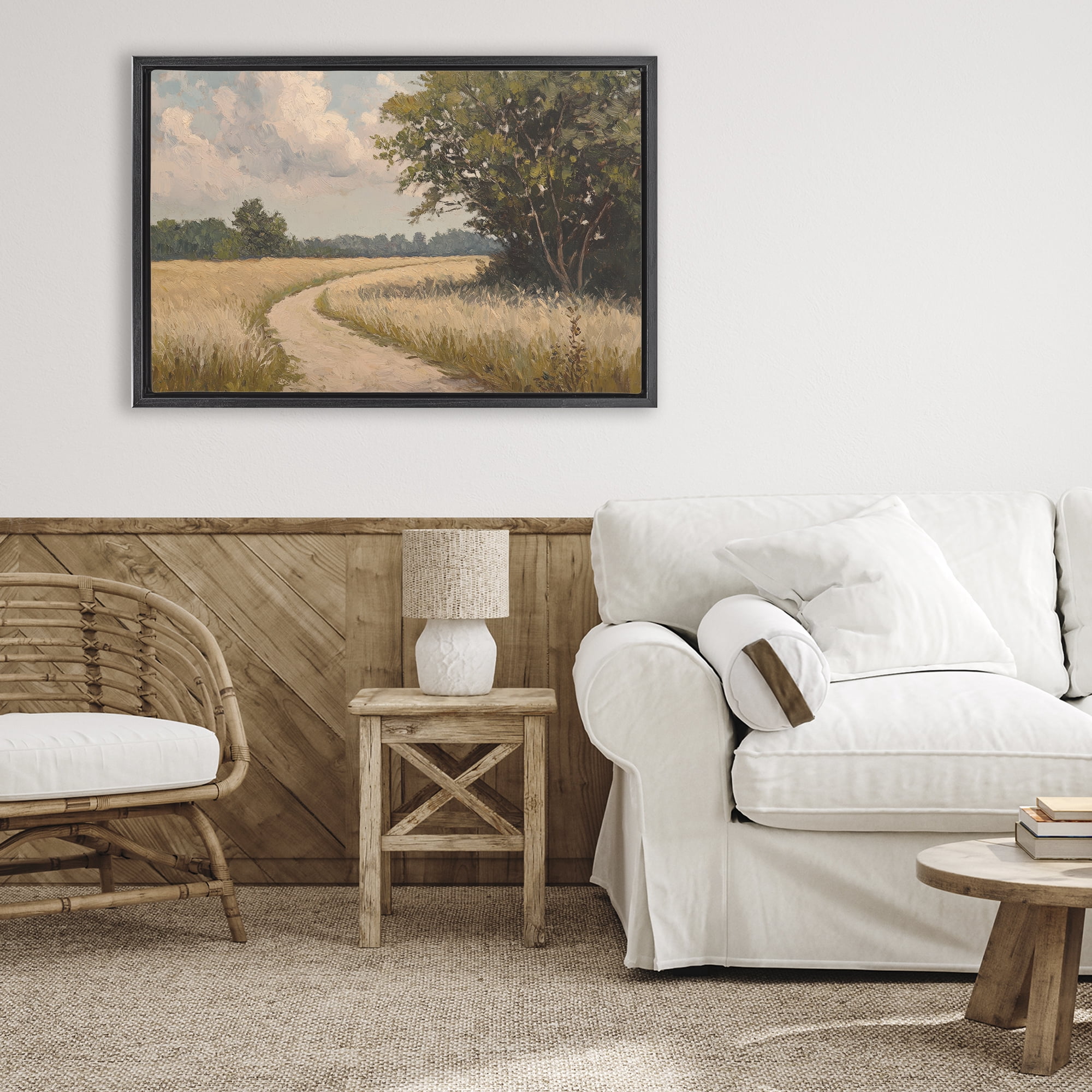 Stupell Industries Peaceful Thinking Path Black Framed Floater Canvas Wall Art, design by Petal Prints Design