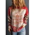 thumbnail image 6 of Women's Red YEEHAW COWGIRL Graphic Bleached Leopard Sleeve Sweatshirt | [ZhiHiMeRi] | (US 18-20)2XL, 6 of 6