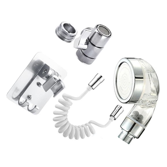 Cateissary Grifo de baño ducha externa rociador de mano + Base + manguera + juego de válvulas para lavabo de mano grifo de ducha Juegos de accesorios de baño Cateissary HA004177-00B