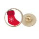 thumbnail image 1 of Calcetín de Navidad copo de nieve rojo con broche de oro metálico circular, 1 of 3