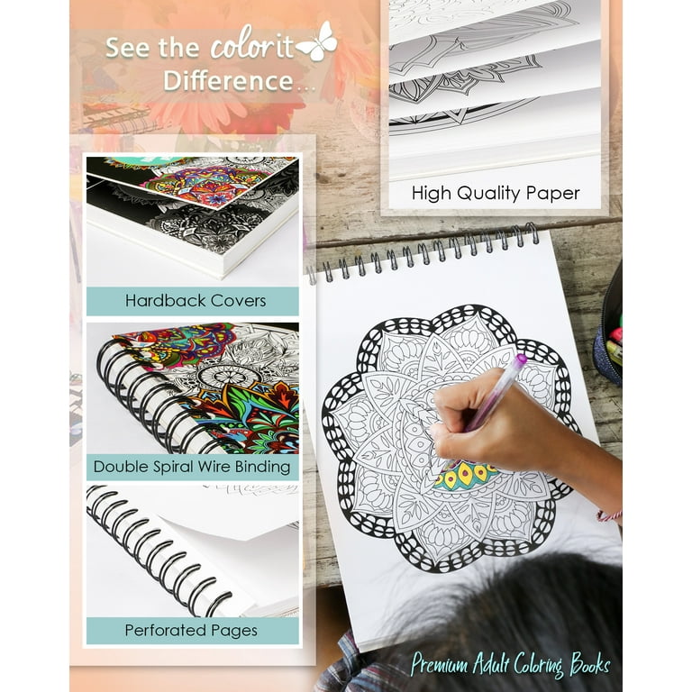  Mandala Coloring Book for Adults with Thick Artist Quality  Paper, Hardback Covers, and Spiral Binding by ColorIt: 9780996511216:  ColorIt, Terbit Basuki: Arts, Crafts & Sewing