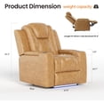 thumbnail image 3 of COLAMY Sereno Dual Motors Wall Hugger Power Recliner Chair with Power Headrest for Living Room, Home Theater Seating with Hidden Storage, Light Brown, 3 of 9