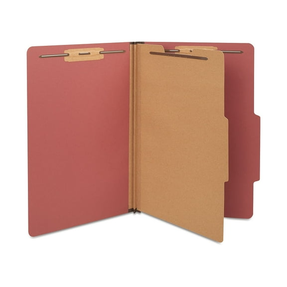 Staples Pressboard Classification Folder 1-Divider 1.75" Expansion Legal Size Red 20/Carton