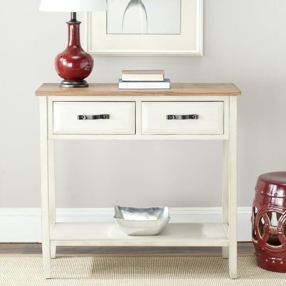 SAFAVIEH Carol Rustic Console with Storage Drawers, White Birch