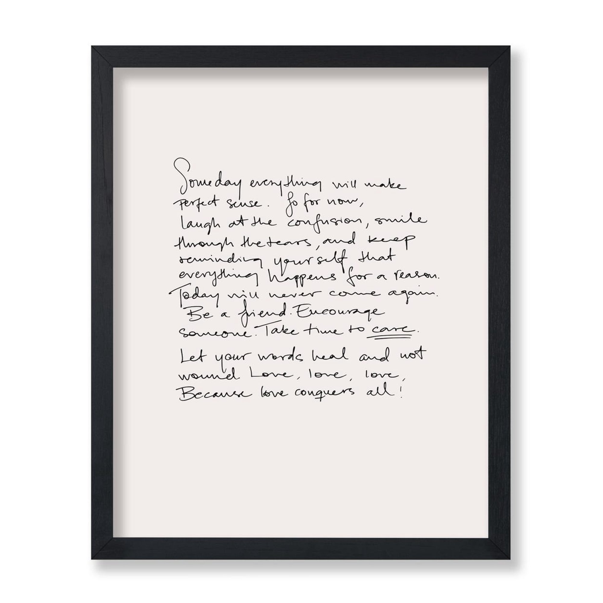 Vintage Motivational Unique Print Because Love Conquers All Minimalist Letter Aesthetic Home & Office Wall Decor