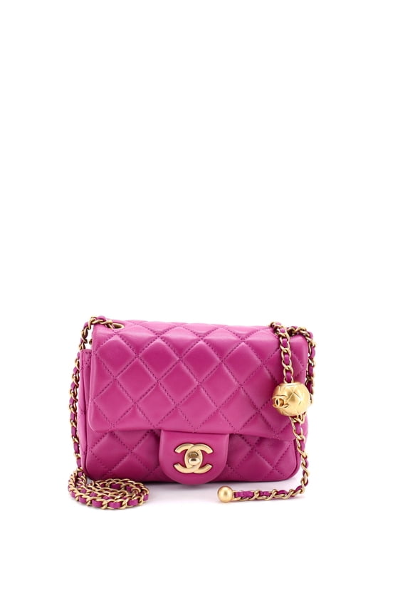 Pre-Owned Pearl Crush Square Flap Bag Quilted Lambskin Mini By Rebag