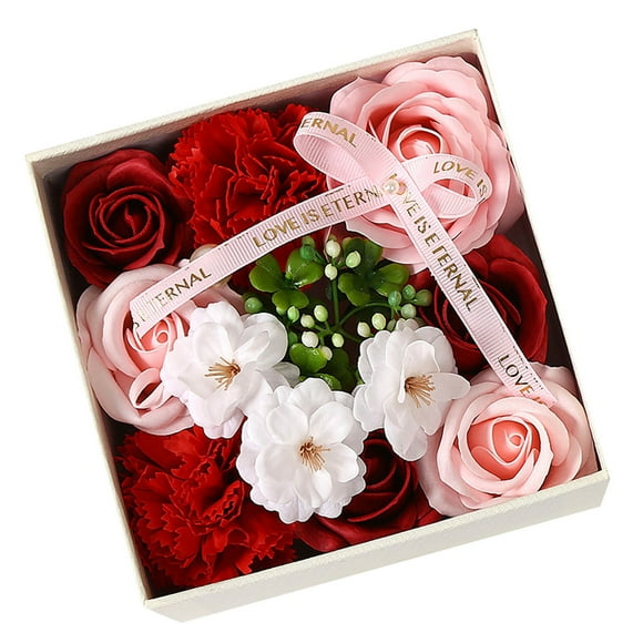 Guirlande Lumineuse Bouquet de Fleurs Tricotées Extérieur Gâteau de Mariage pour Maman Arrangements Floraux Séchés Savon Fleur Rose/œillet avec Huile