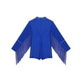 thumbnail image 5 of iiniim Kids Girls Tassels Sparkly Rhinestones Latin Dance Leotard Jazz Stage Performance Fringe Bodysuit Blue 16, 5 of 7