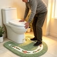 thumbnail image 6 of Dtchengua Soft Floral Non-Slip Toilet Contour Rug, Contour Bath Rug, Soft Shaggy U-Shaped Toilet Floor Mat for Bathroom 20×20 Inch,Green, 6 of 6