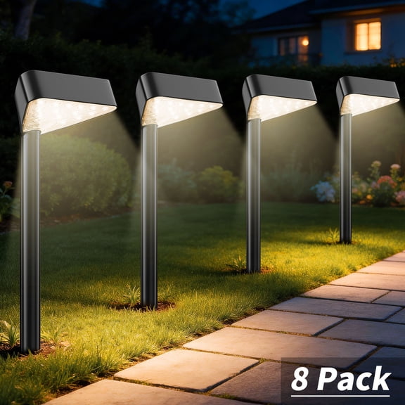 BLITZWILL Solar Pathway Lights Outdoor, 8 Pack Solar Landscape Path Lights,Bright Auto On/Off IP44 Waterproof,for Yard Patio Walkway Driveway Pathway,Warm White