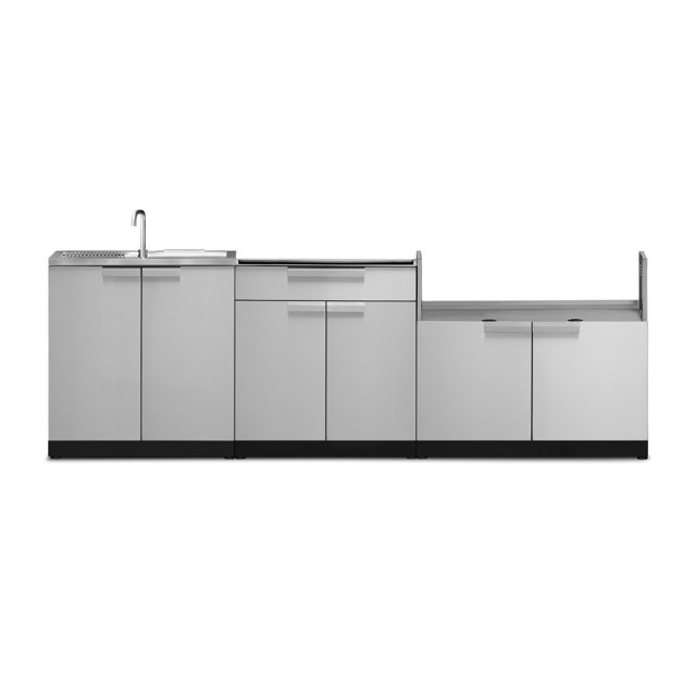 NewAge Products Armoire de Cuisine Extérieure en Acier Inoxydable, Ensemble de 3 Pcs avec Évier, Armoire de Bar et de Gril