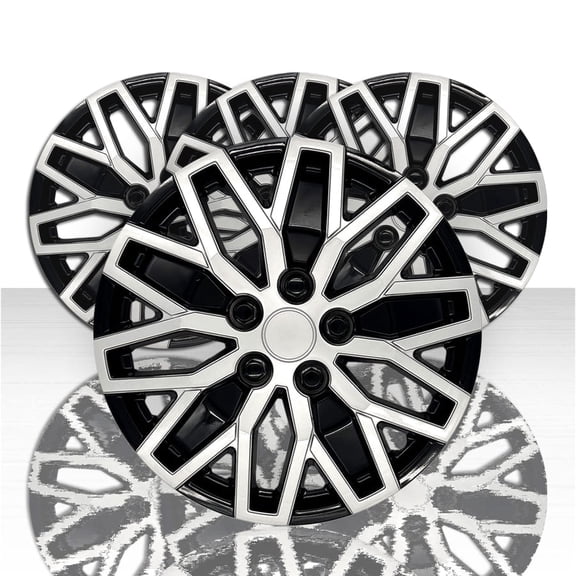 Set of 4 10 Y Spoke Style Snap-On Wheel Covers for 15-inch Wheels - Silver Black
