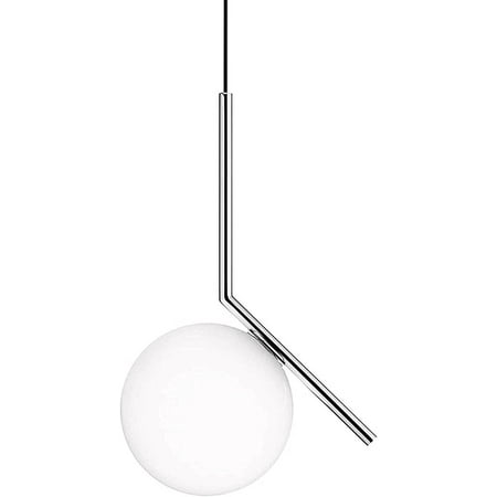 

YIGOU Glass Spherical Pendant Light Chrome Iron & White Glass Hanging Light Globe Chandelier Hanging Lamp (9.8 )