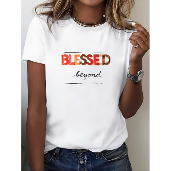 Blessed Beyond Inspirational Christian T-Shirt - Gift For Womens Summer Tee