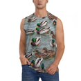 thumbnail image 3 of Uemuo Mallard Ducks Swimming Pattern Men's Sleeveless T-Shirt,Muscle Athletic Tank Top, Moisture-wicking Quick-dry Breathable Classic Tee Top for Gym Run Outdoor Sports-Large, 3 of 8