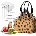 thumbnail image 4 of Beige and Black Of Leopard Print Drawstring Lunch Bag Women - Drawstring Lunch Bag Insulated for Work Office - Stain-Resistant Large Lunchbags for Women with Multi-Pockets, 4 of 6