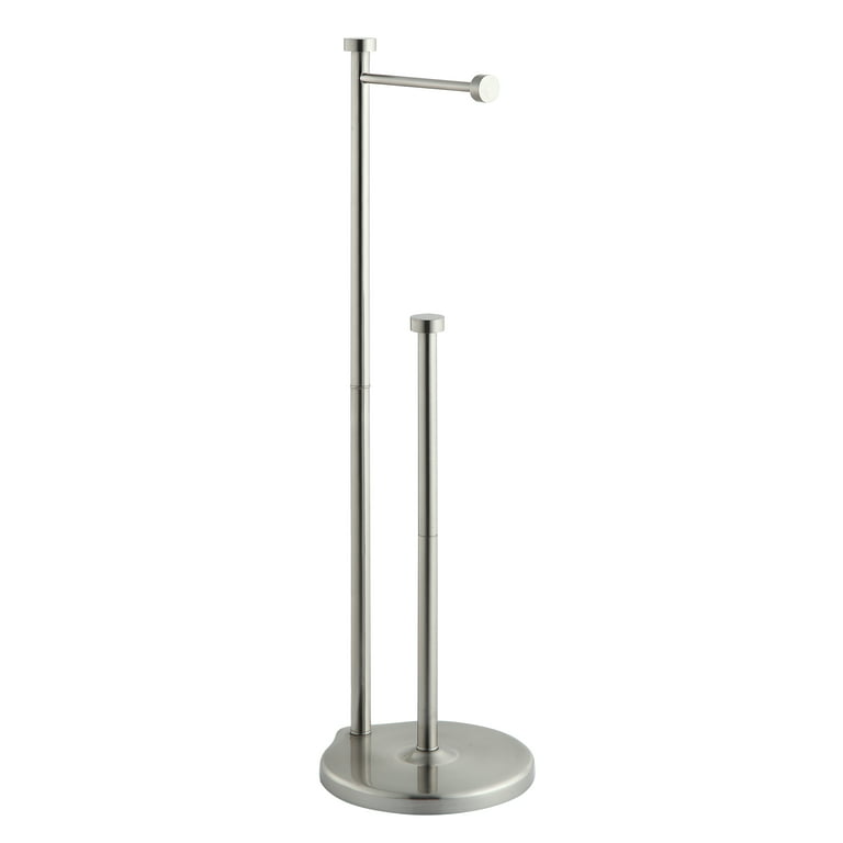 SunnyPoint Free Standing Toilet Paper Holder Stand with Reserve; Brush  Nickel 