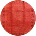 thumbnail image 1 of Ahgly Company Indoor Round Mid-Century Modern Red Oriental Area Rugs, 3' Round, 1 of 6