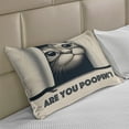thumbnail image 2 of Ambesonne Cat Knitted Quilt Pillowcover, Are You Poopin' Retro Funny, 36"x20", Dark Blue Ivory, 2 of 2