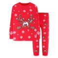 thumbnail image 3 of Toddler Boys Outfits Christmas Holiday Print Long Sleeve Top and Pants Loungewear Nightwear Outfit Sets Size 2-3T ,Red, 3 of 3