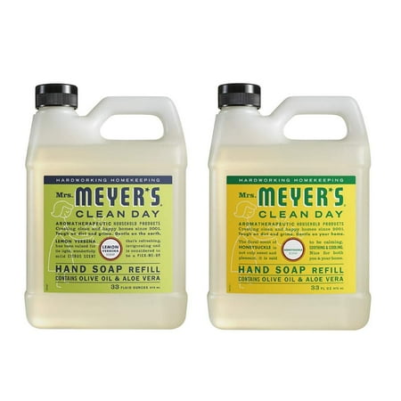 Mrs. Meyers Clean Day Liquid Hand Soap Refill 1 Pack Lemon Verbena 1 Pack Honey Suckle 33 OZ each