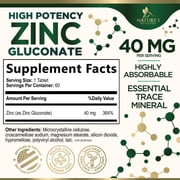 Zinc Supplements - Immune System Support & Antioxidant - High Potency Zinc Tablets for Adults - Best Zinc Supplements for Women & Men - Zinc 40mg Per Tablet - Bottled in the USA - 60 Tablets