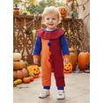 thumbnail image 4 of RUINIXCW Newborn Baby Boy Girl Halloween Outfit Clown Costume Infant Baby Boy Girl Fall Winter Romper Clothes Collar Pompom Long Sleeve Contrast Color Jumpsuit, 4 of 9