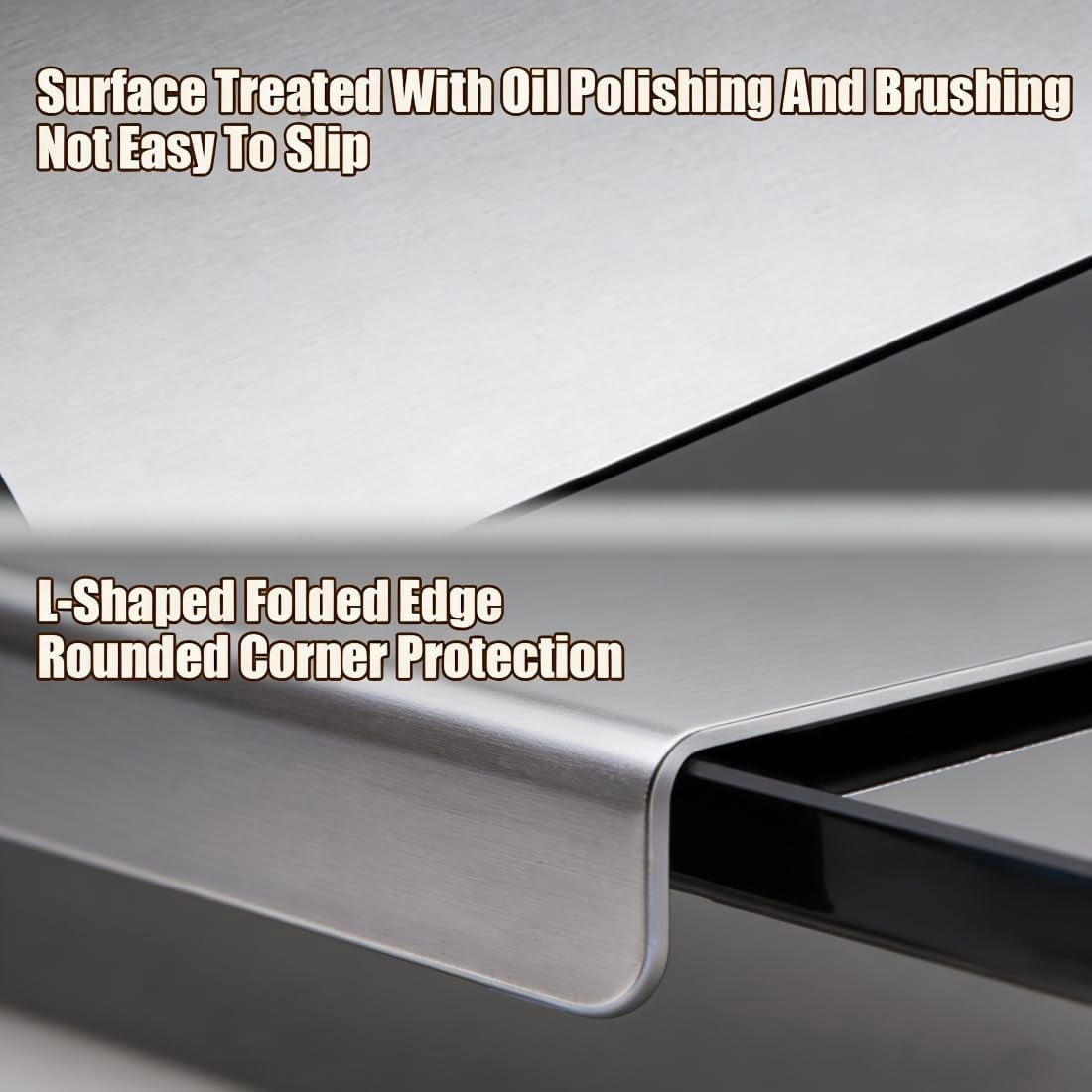Stainless Steel Cutting Board With Counter Lip, Large Double Sided Board For Kitchen Food Prep