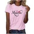 thumbnail image 2 of AherBiu Hauts de Fête des Mères pour Femmes Manches Courtes Col Rond Imprimé Basique Été T-Shirts, 2 of 4