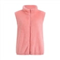thumbnail image 3 of Chaleco de Felpa Cálido Sin Mangas con Cuello Alto para Mujer, con Cremallera, para Otoño e Invierno, con Bolsillos Rosa M, 3 of 7